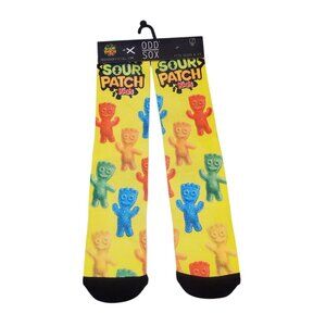 Odd Sox SOUR PATCH Kids Yellow Novelty Crew Socks Fits Sizes 6-13 NWT